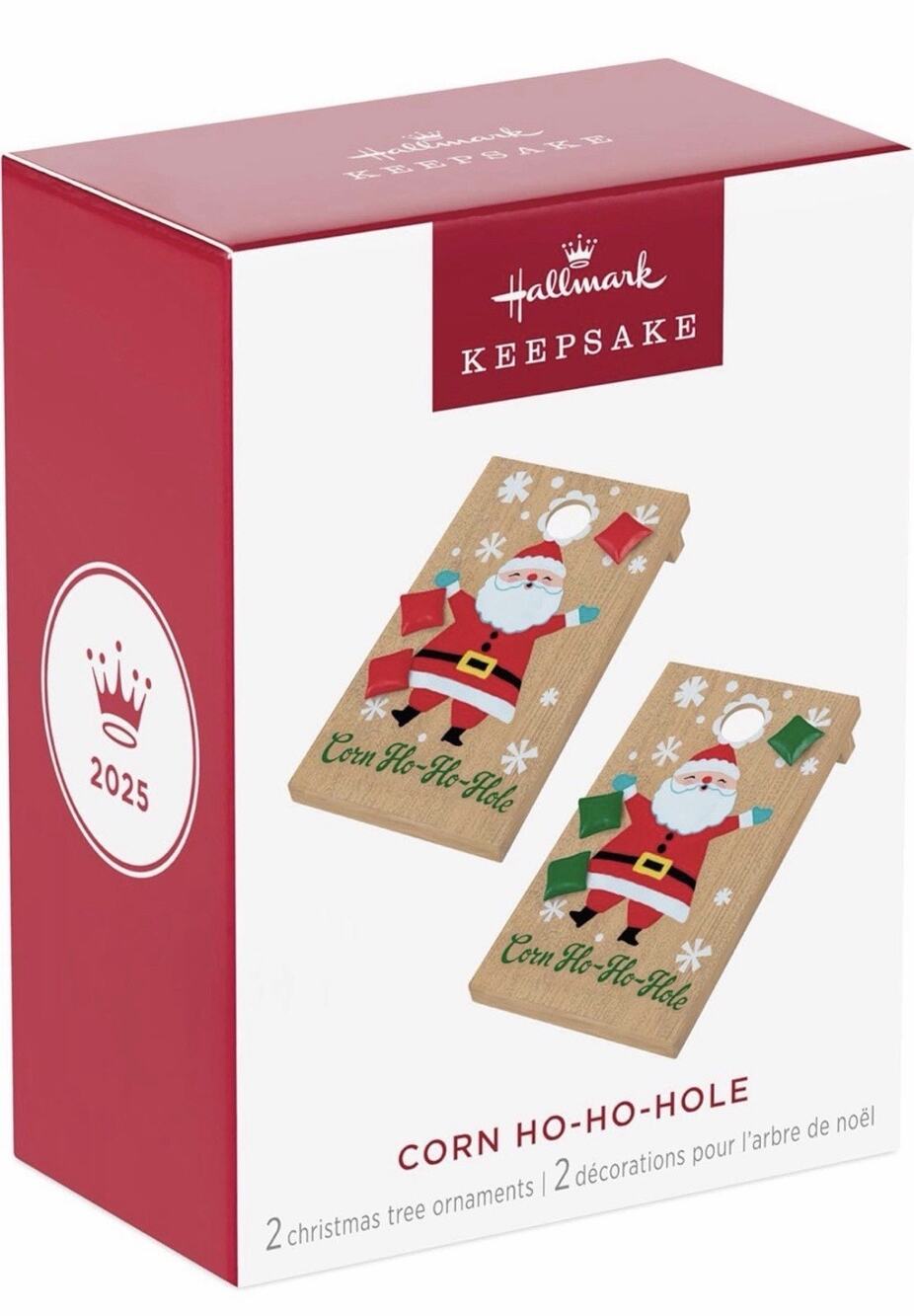 Hallmark Keepsake Corn Ho-Ho-Hole Santa Hanging Christmas Ornament 2025 Set of 2